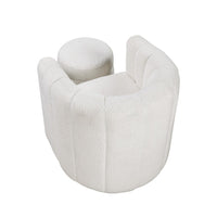 Noa Swivel Chair and Ottoman, Channel Tufted Curved Back, White Boucle -BM336019