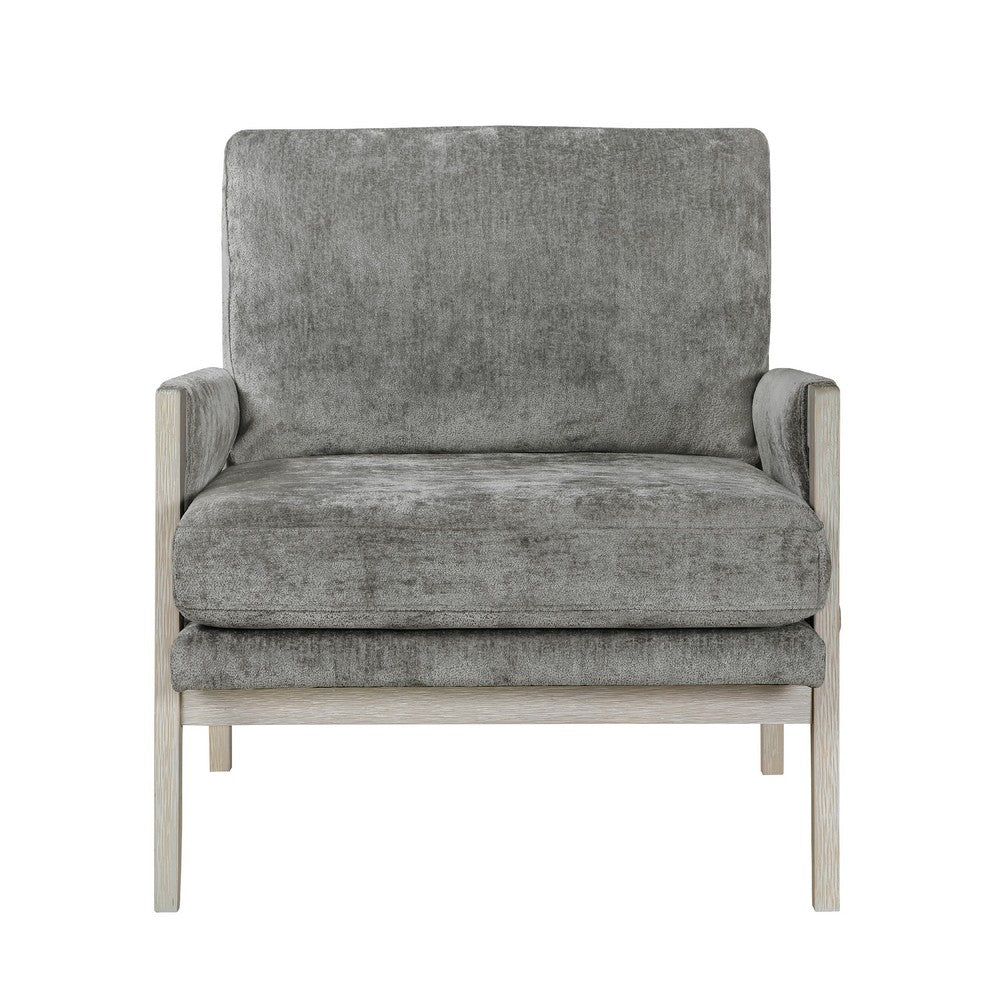 Mao Accent Armchair, Removable Cushion Cover, Brownish Gray Chenille  -BM336020