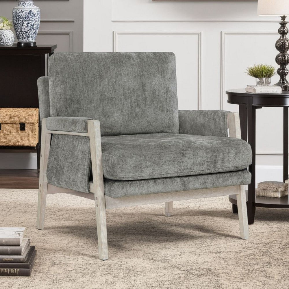 Mao Accent Armchair, Removable Cushion Cover, Brownish Gray Chenille  -BM336020