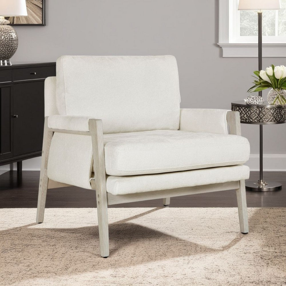 Mao Accent Armchair, Removable Cushion Cover, Soft Ivory Chenille -BM336021