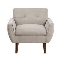 Roa Accent Armchair, Light Brown Velvet, Tufted Back w Tapered Legs -BM336022