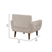 Roa Accent Armchair, Light Brown Velvet, Tufted Back w Tapered Legs -BM336022