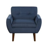 Roa Accent Armchair, Navy Blue Velvet, Tufted Back w Tapered Legs -BM336023