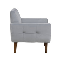 Roa Accent Armchair, Light Gray Velvet, Tufted Back w Tapered Legs -BM336024