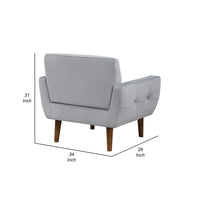 Roa Accent Armchair, Light Gray Velvet, Tufted Back w Tapered Legs -BM336024