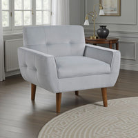 Roa Accent Armchair, Light Gray Velvet, Tufted Back w Tapered Legs -BM336024
