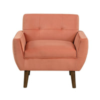 Roa Accent Armchair, Coral Orange Velvet, Tufted Back w Tapered Legs -BM336025