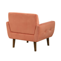 Roa Accent Armchair, Coral Orange Velvet, Tufted Back w Tapered Legs -BM336025