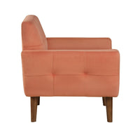 Roa Accent Armchair, Coral Orange Velvet, Tufted Back w Tapered Legs -BM336025
