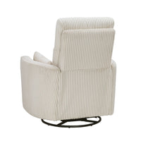 Rix Swivel Glider Recliner Chair w 2 Lumbar Pillows, Beige Corduroy -BM336026