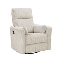 Rix Swivel Glider Recliner Chair w 2 Lumbar Pillows, Beige Corduroy -BM336026