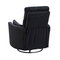 Rix Swivel Glider Recliner Chair w 2 Lumbar Pillows, Black Corduroy -BM336027