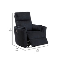 Rix Swivel Glider Recliner Chair w 2 Lumbar Pillows, Black Corduroy -BM336027
