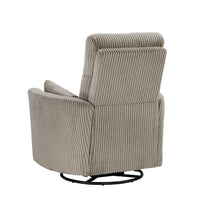 Rix Swivel Glider Recliner Chair, 2 Pillows, Taupe Brown Corduroy -BM336028