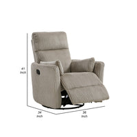 Rix Swivel Glider Recliner Chair, 2 Pillows, Taupe Brown Corduroy -BM336028