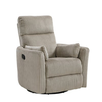 Rix Swivel Glider Recliner Chair, 2 Pillows, Taupe Brown Corduroy -BM336028