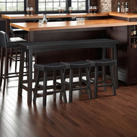 Casy 4pc Counter Height Table Set, 3 Contoured Stools, Black Wood -BM336034