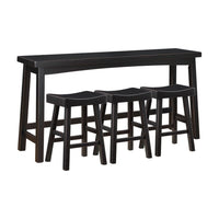 Casy 4pc Counter Height Table Set, 3 Contoured Stools, Black Wood -BM336034