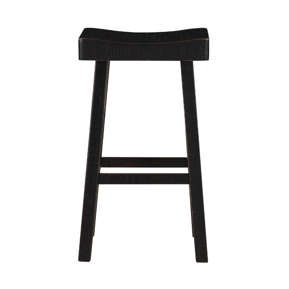 Casy 4pc Bar Height Table Set, 3 Contoured Stools, Black Rubberwood -BM336035