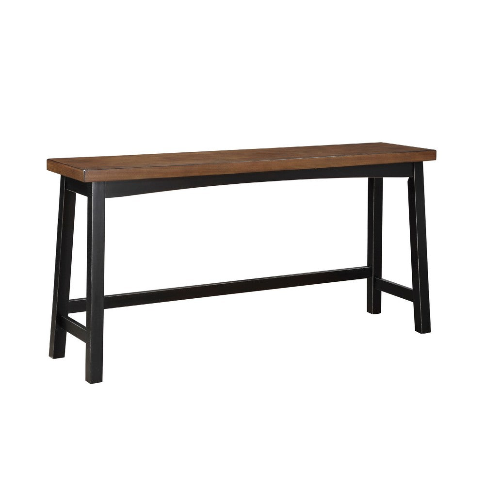 Casy 4pc Counter Height Table Set, 3 Contour Stools, Black Brown Wood -BM336036