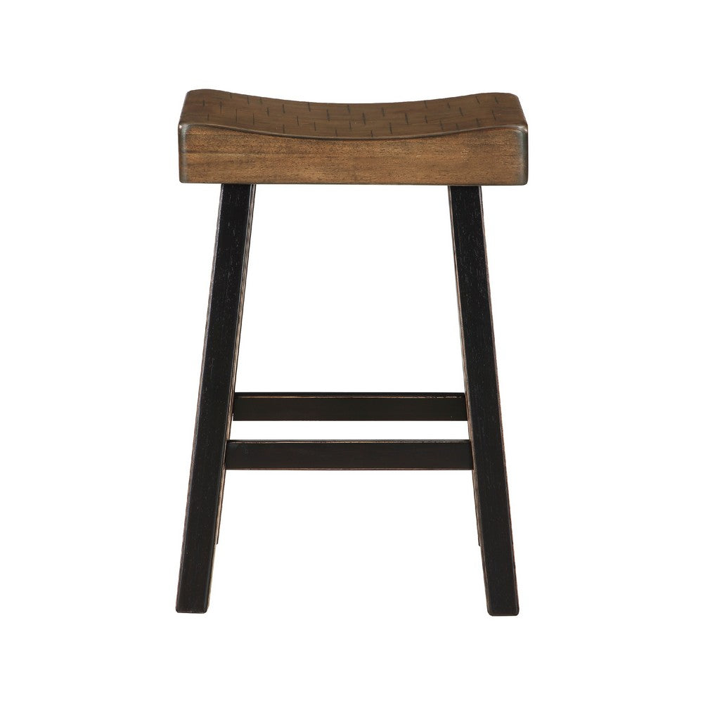 Casy 4pc Counter Height Table Set, 3 Contour Stools, Black Brown Wood -BM336036