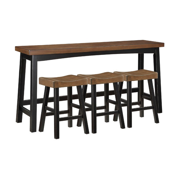 Casy 4pc Counter Height Table Set, 3 Contour Stools, Black Brown Wood -BM336036