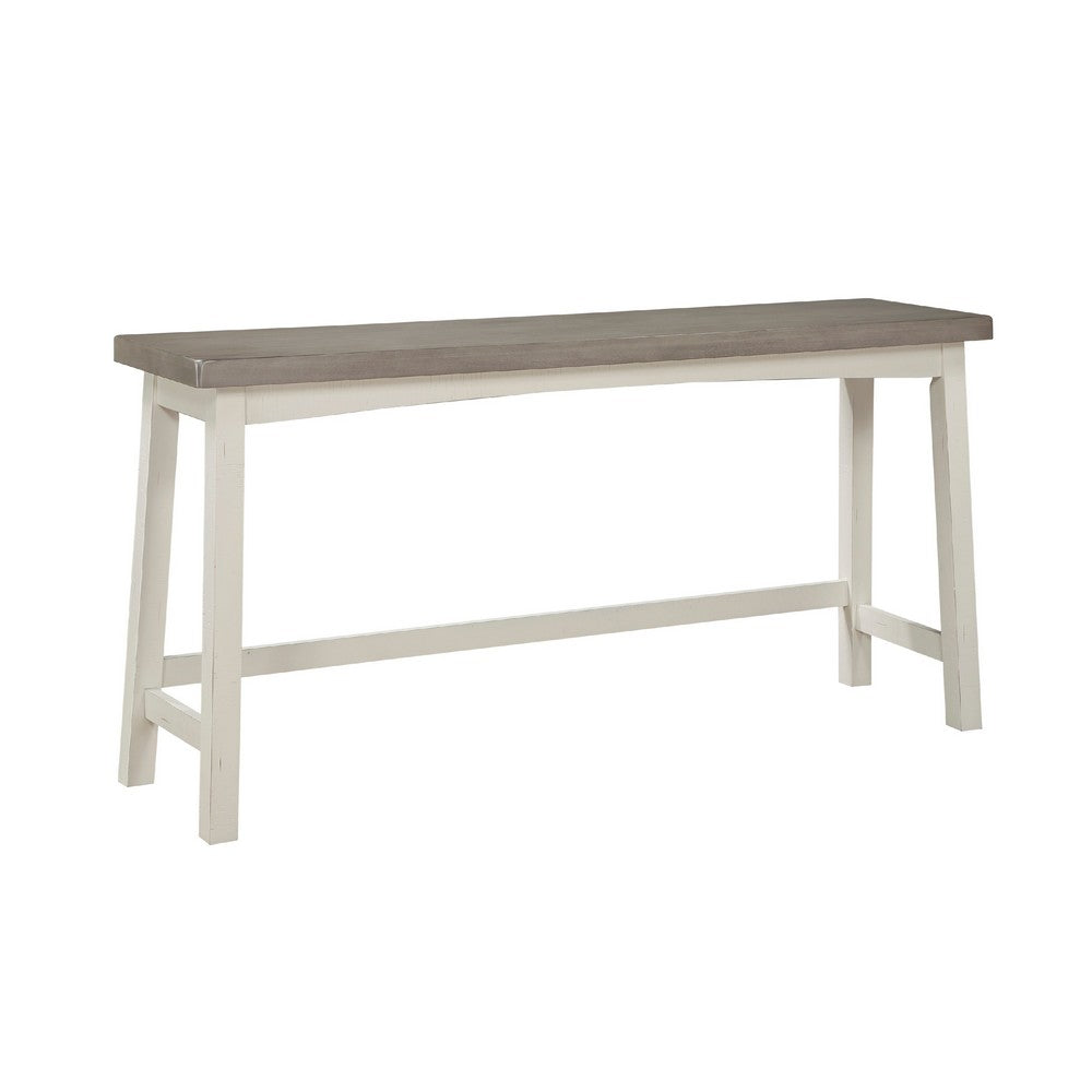 Casy 4pc Counter Height Table Set, 3 Contour Stools, White Brown Wood -BM336038