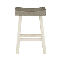 Casy 4pc Counter Height Table Set, 3 Contour Stools, White Brown Wood -BM336038