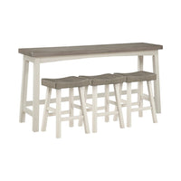 Casy 4pc Counter Height Table Set, 3 Contour Stools, White Brown Wood -BM336038