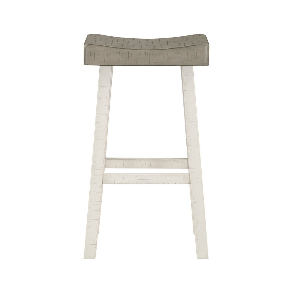 Casy 4pc Bar Height TableSet, 3 Contour Seat Stools, White Brown Wood -BM336039