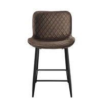 Aniya Counter Stool Chair Set of 2, Black Metal Legs, Brown Velvet -BM336040