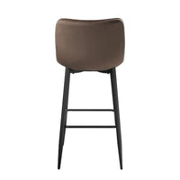 Aniya Bar Stool Chair Set of 2, Black Angled Metal Legs, Brown Velvet -BM336041
