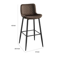 Aniya Bar Stool Chair Set of 2, Black Angled Metal Legs, Brown Velvet -BM336041