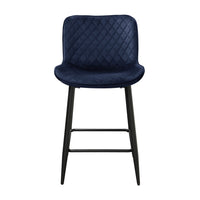 Aniya Counter Stool Chair Set of 2, Black Metal Leg, Dark Blue Velvet -BM336042