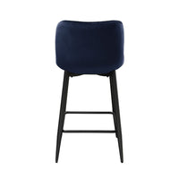 Aniya Counter Stool Chair Set of 2, Black Metal Leg, Dark Blue Velvet -BM336042