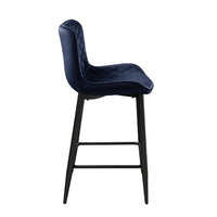Aniya Counter Stool Chair Set of 2, Black Metal Leg, Dark Blue Velvet -BM336042