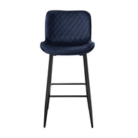 Aniya Bar Stool Chair Set of 2, Black Metal Legs, Dark Blue Velvet -BM336043