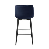 Aniya Bar Stool Chair Set of 2, Black Metal Legs, Dark Blue Velvet -BM336043