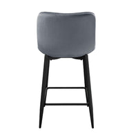 Aniya Counter Stool Chair Set of 2, Black Metal Leg, Dark Gray Velvet -BM336044