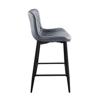 Aniya Counter Stool Chair Set of 2, Black Metal Leg, Dark Gray Velvet -BM336044