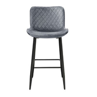Aniya Bar Stool Chair Set of 2, Black Metal Legs, Dark Gray Velvet -BM336045