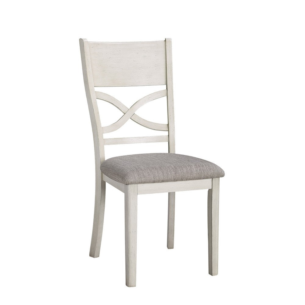 Andie 5pc Dinette Set with Table and 4 Gray Dining Chairs, White -BM336046