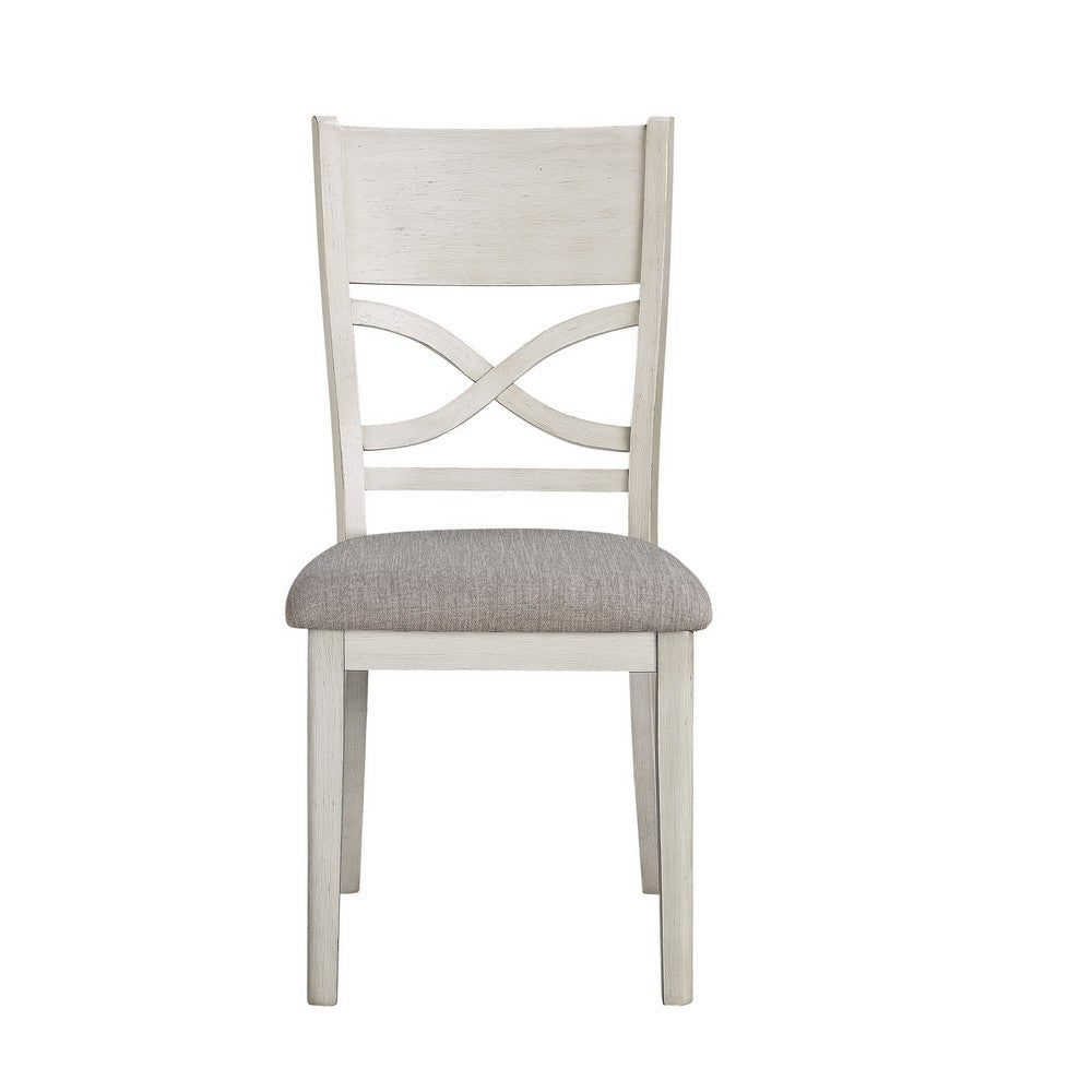 Andie 5pc Dinette Set with Table and 4 Gray Dining Chairs, White -BM336046