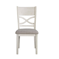 Andie 5pc Dinette Set with Table and 4 Gray Dining Chairs, White -BM336046