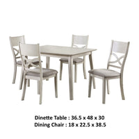 Andie 5pc Dinette Set with Table and 4 Gray Dining Chairs, White -BM336046
