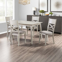Andie 5pc Dinette Set with Table and 4 Gray Dining Chairs, White -BM336046