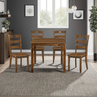 Tori 5pc Dinette Set, Square Table, 4 Dining Chairs, Walnut Wood -BM336048