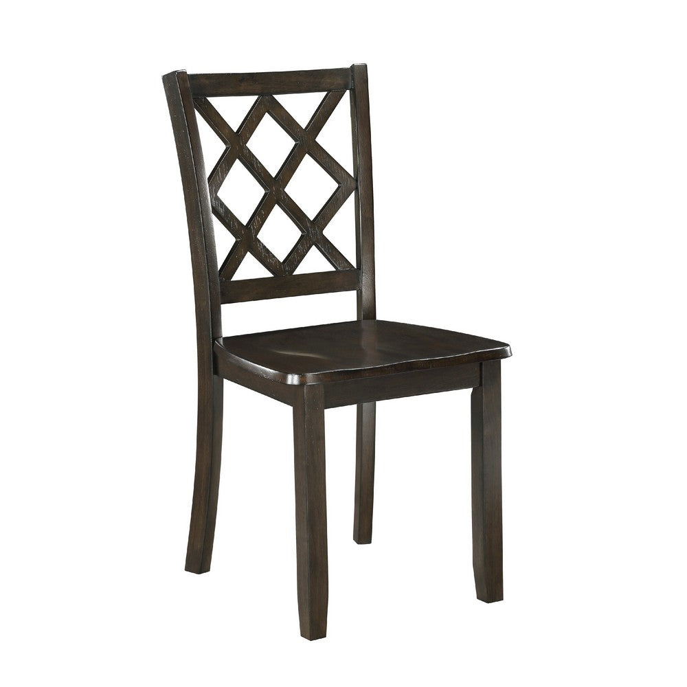 Oria 5pc Dinette Set, Table and 4 Lattice Dining Chairs, Gray Wood -BM336049