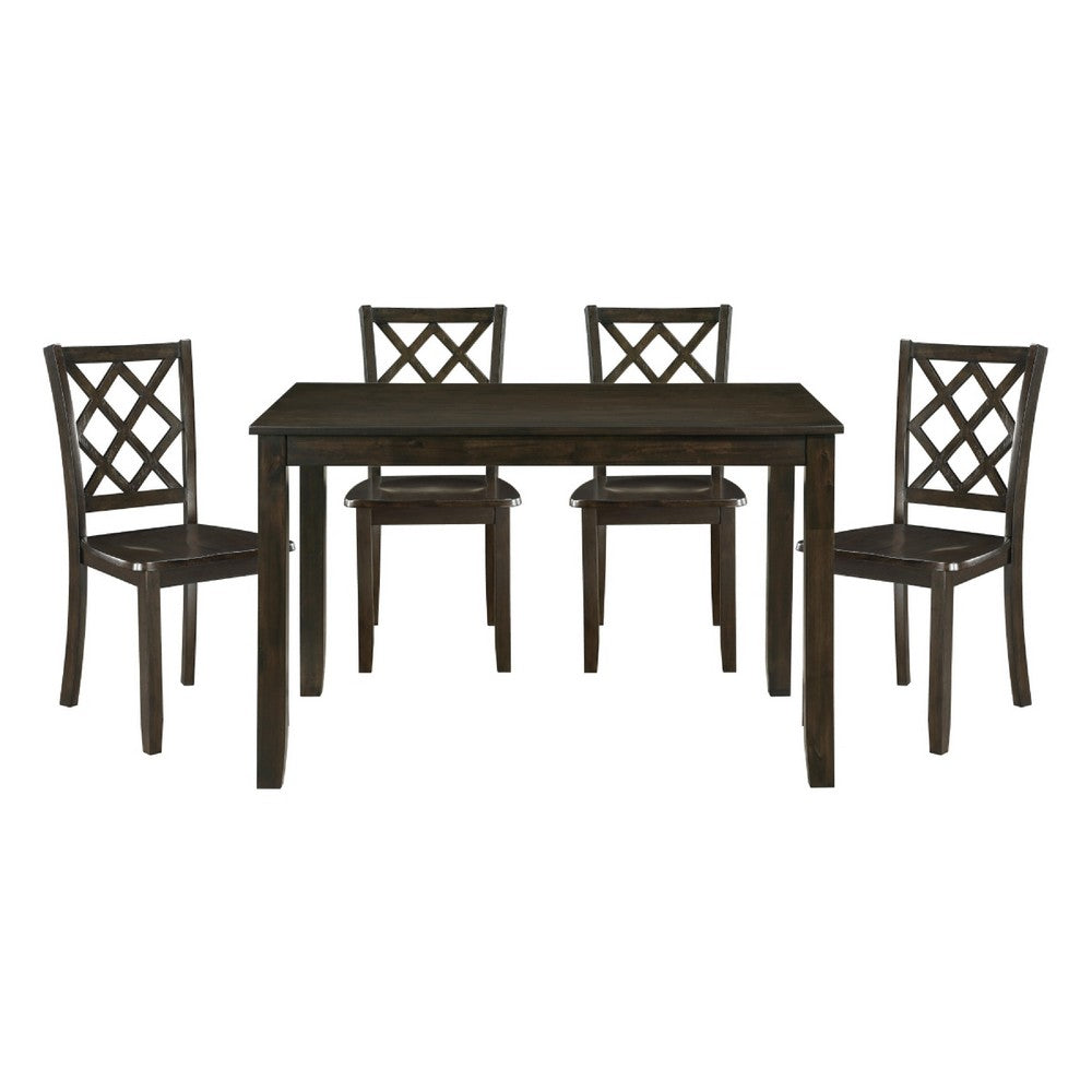 Oria 5pc Dinette Set, Table and 4 Lattice Dining Chairs, Gray Wood -BM336049