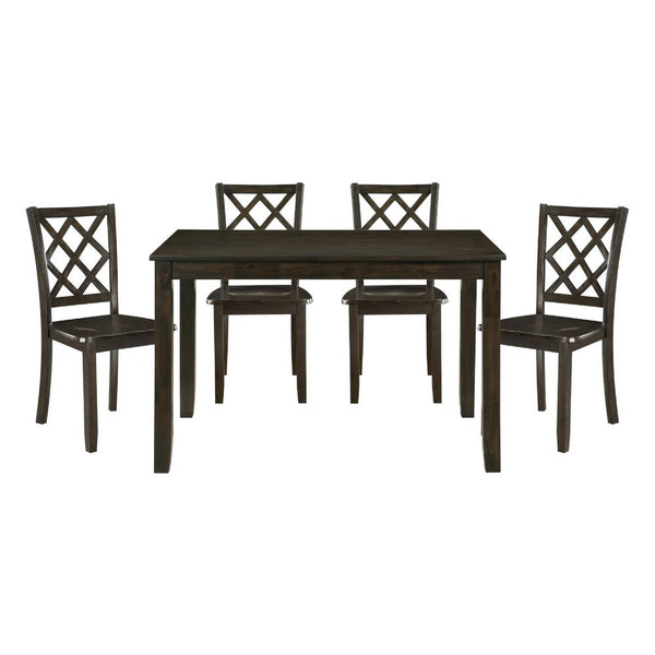 Oria 5pc Dinette Set, Table and 4 Lattice Dining Chairs, Gray Wood -BM336049